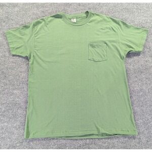 Vintage 90's Hanes Tee Men's Size XL Pocket Single Stitch Green Made in Jamaica